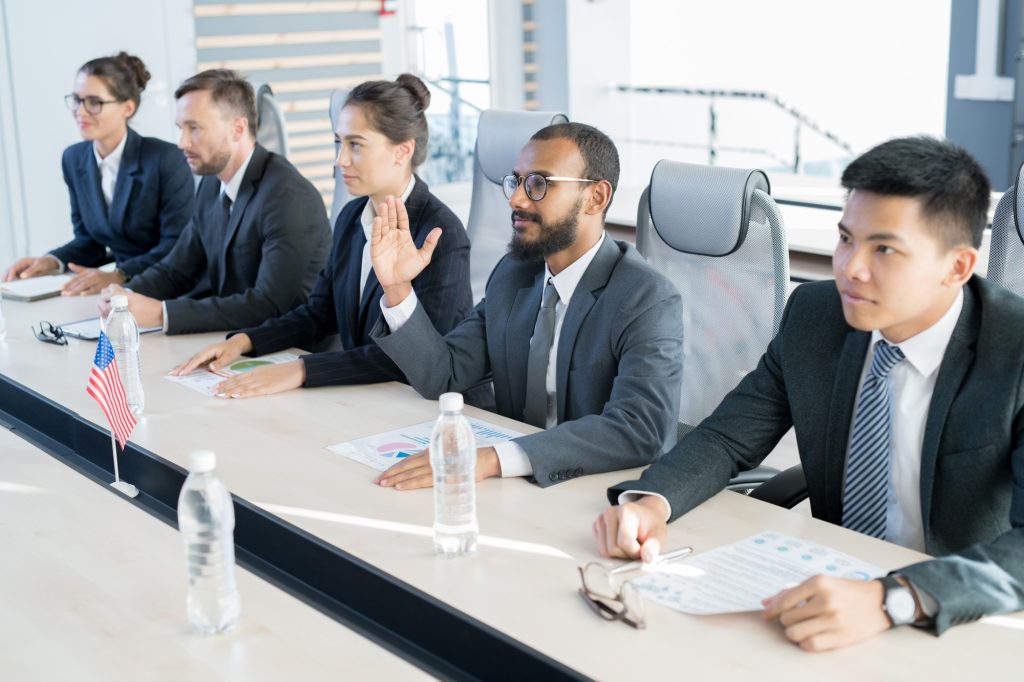 People sitting at business congress